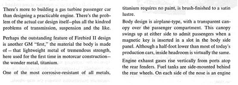 GM FIREBIRD II Family size gas turbine prototype 1956